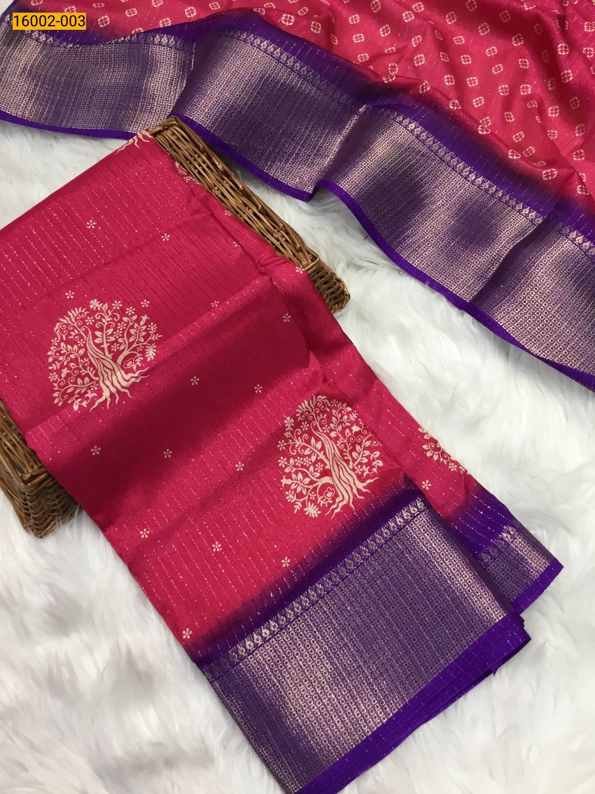 Pink Rekko silk printed sarees