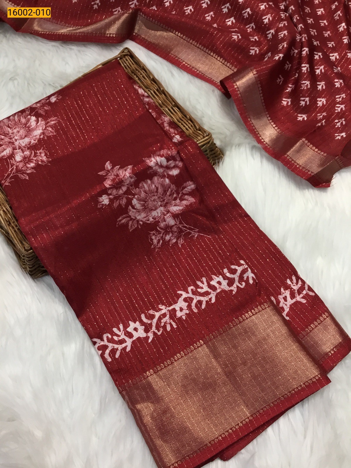Maroon Rekko silk printed sarees