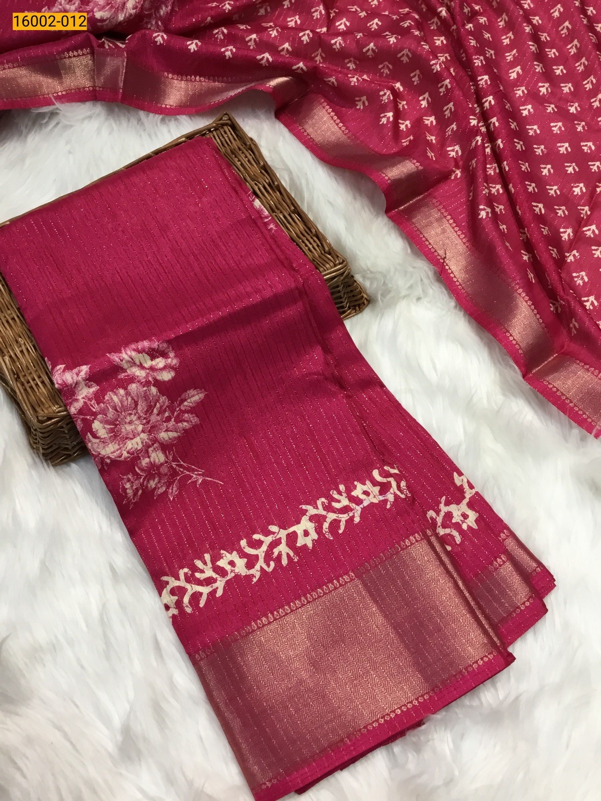Pink Rekko silk printed sarees