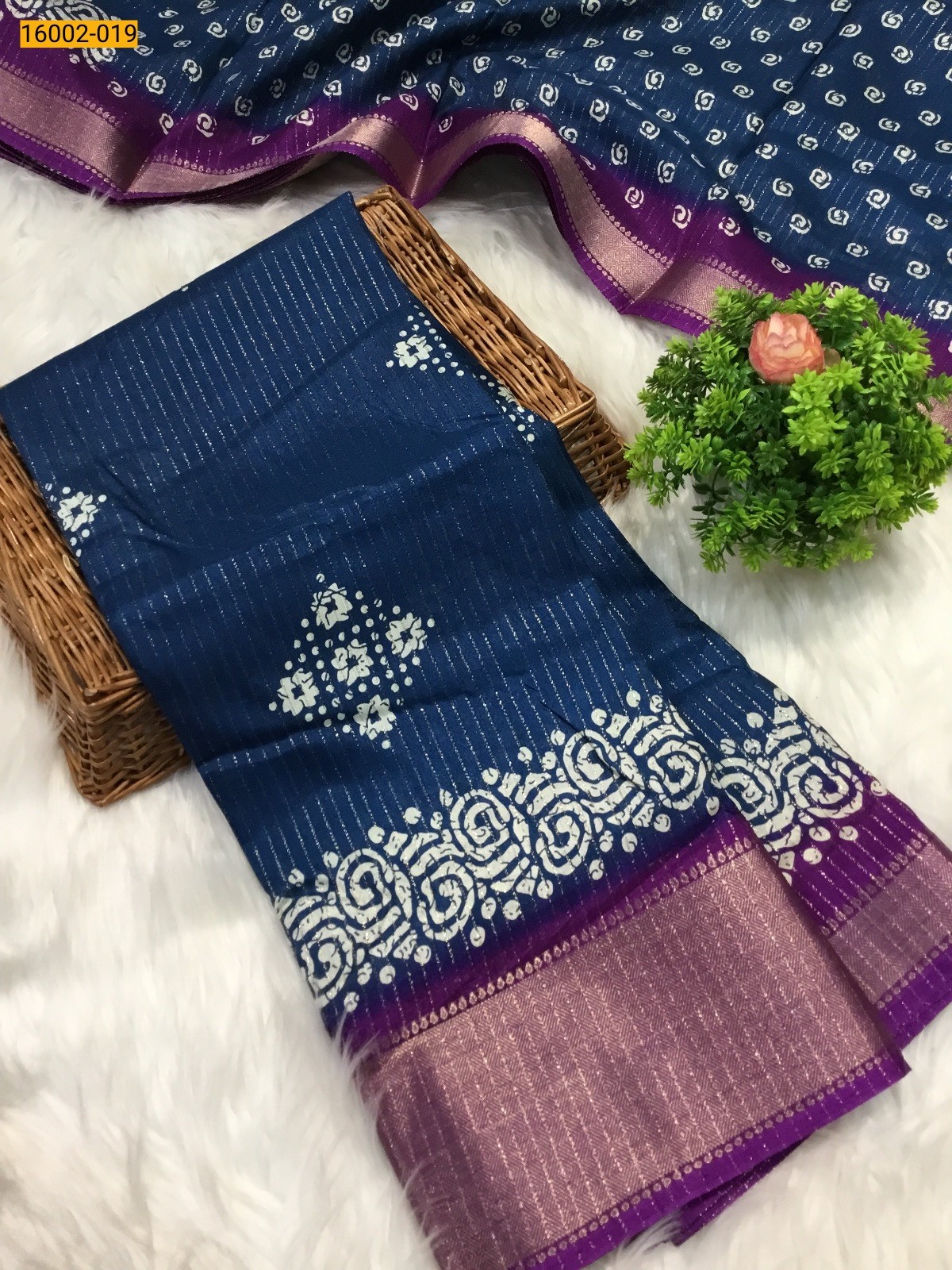 Blue Rekko silk printed sarees