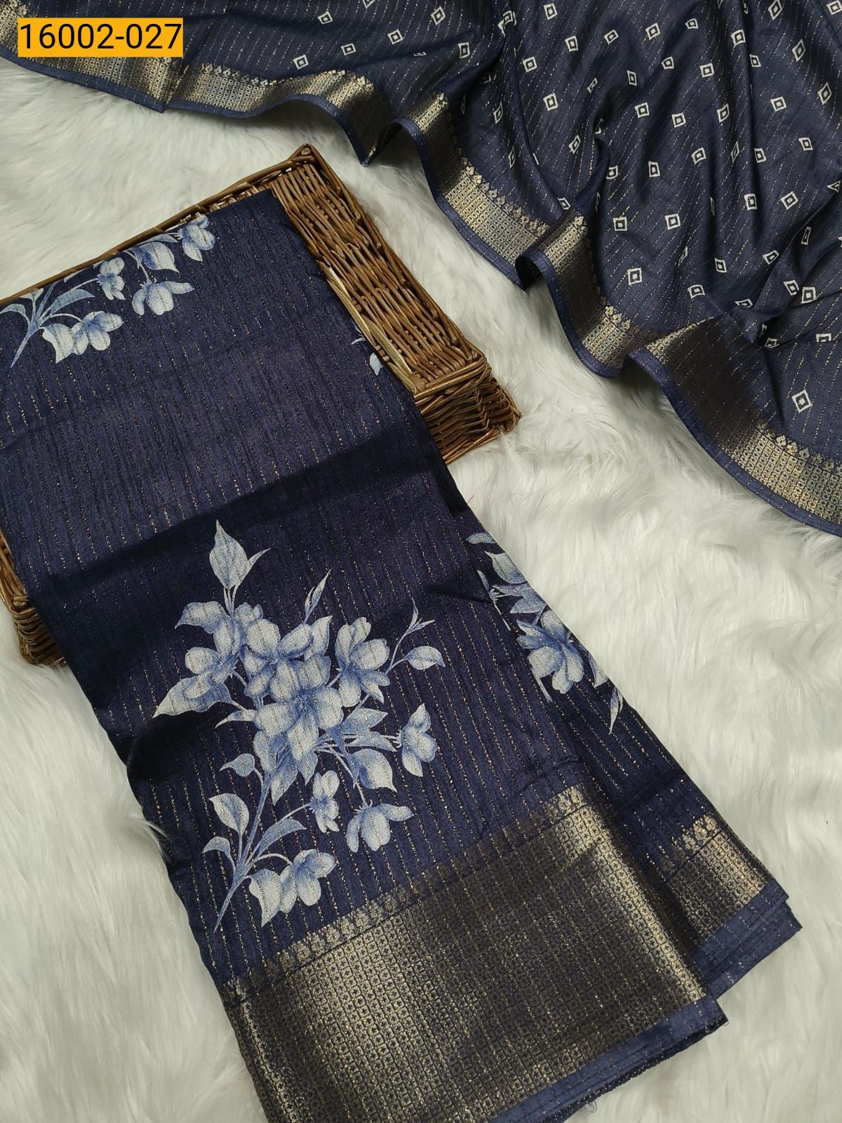 Navy Rekko silk printed sarees