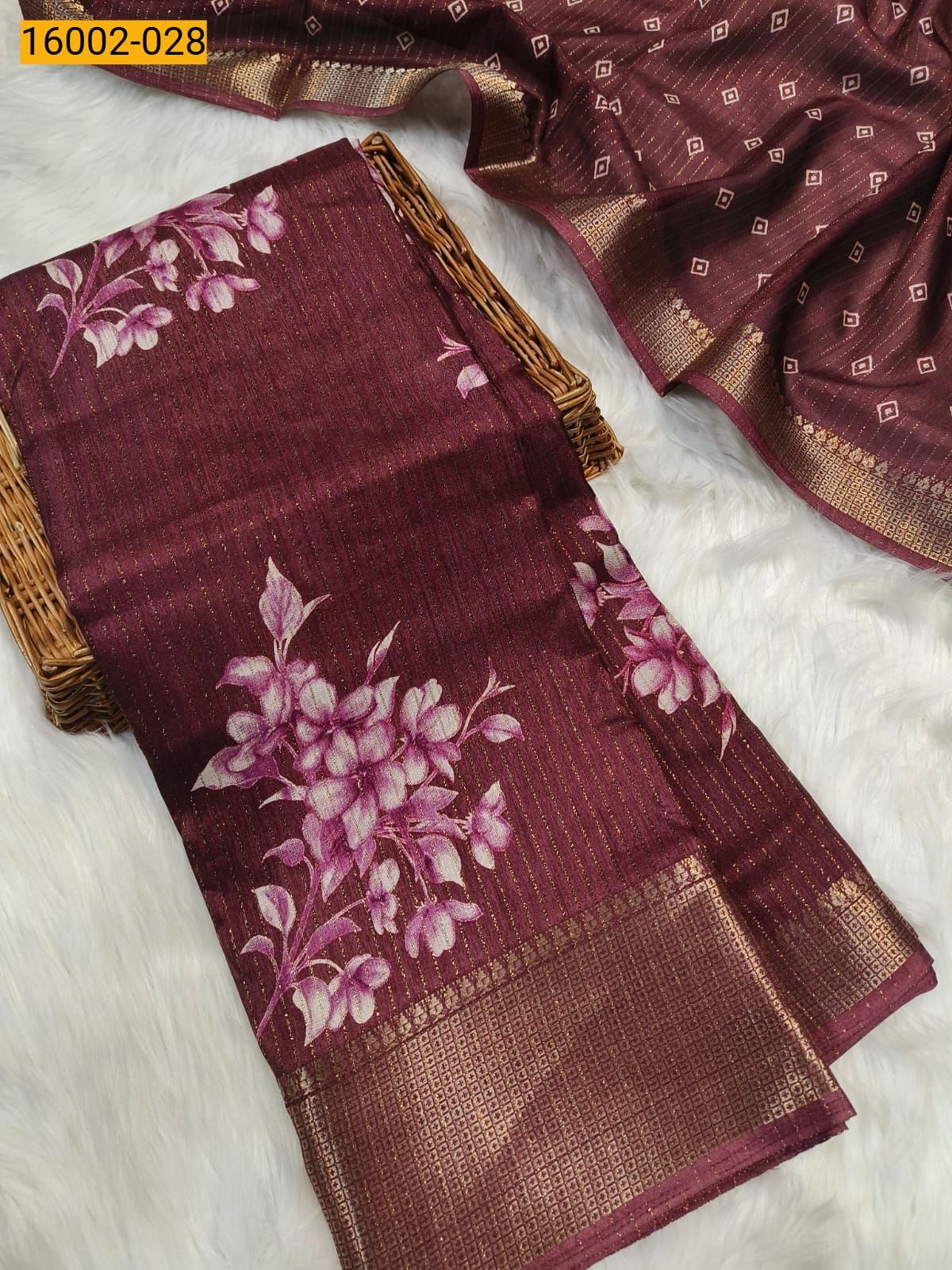 Wine Rekko silk printed sarees