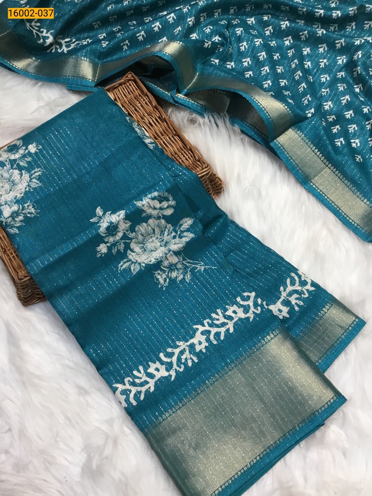 Rama Green Rekko silk printed sarees