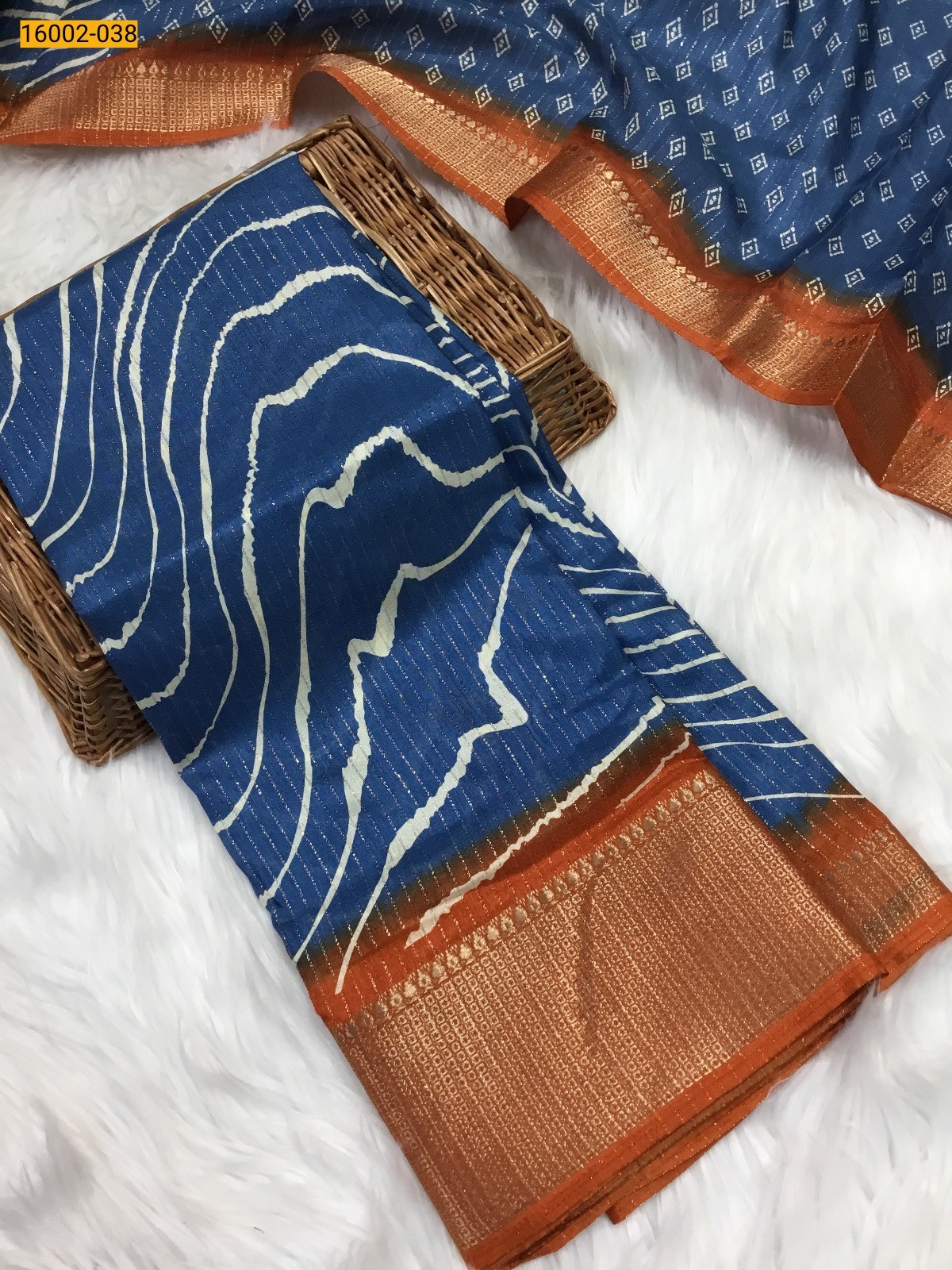 Blue Rekko silk printed sarees