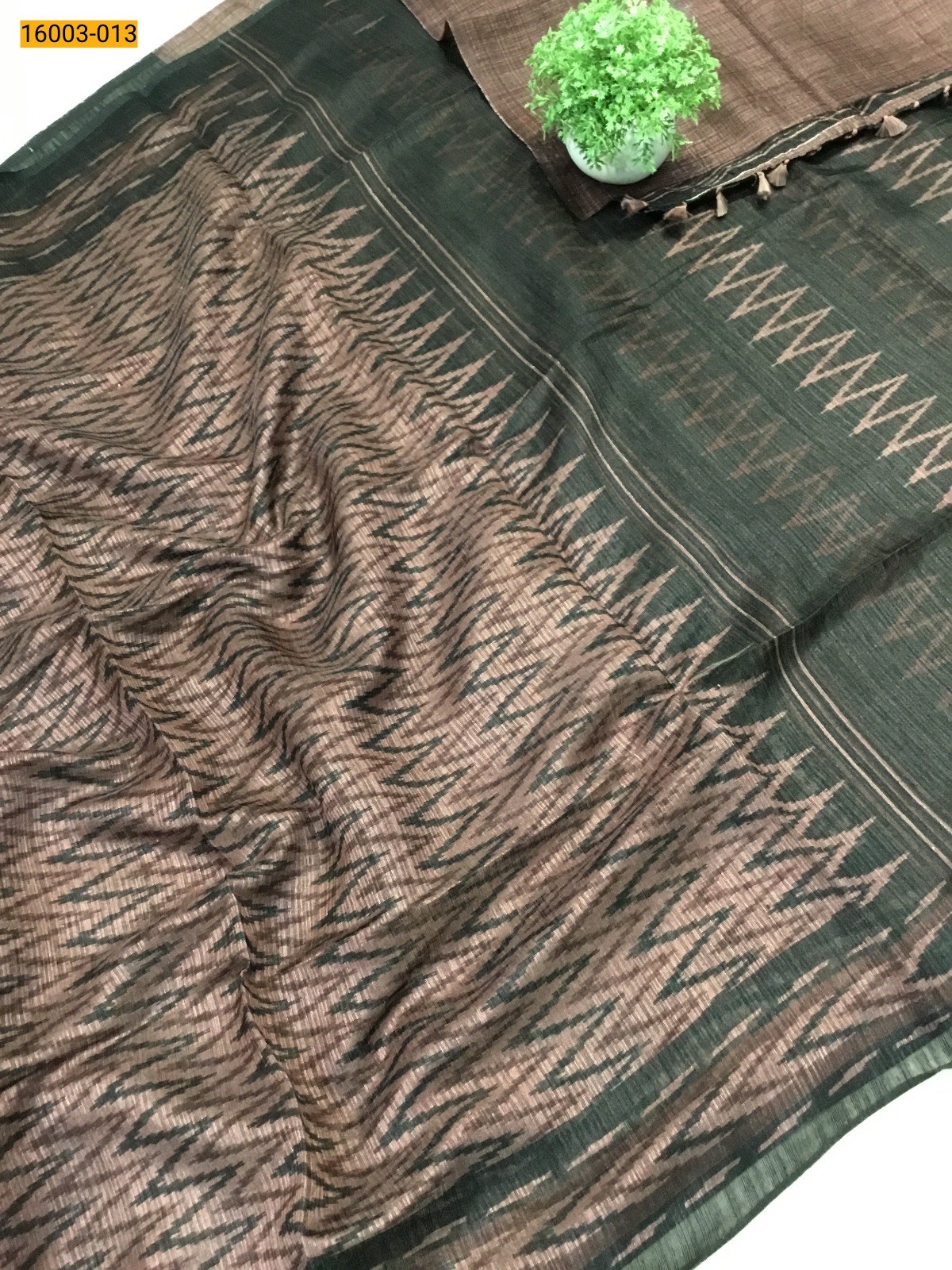 Coffee Brown Fancy khadi cotton printed sarees