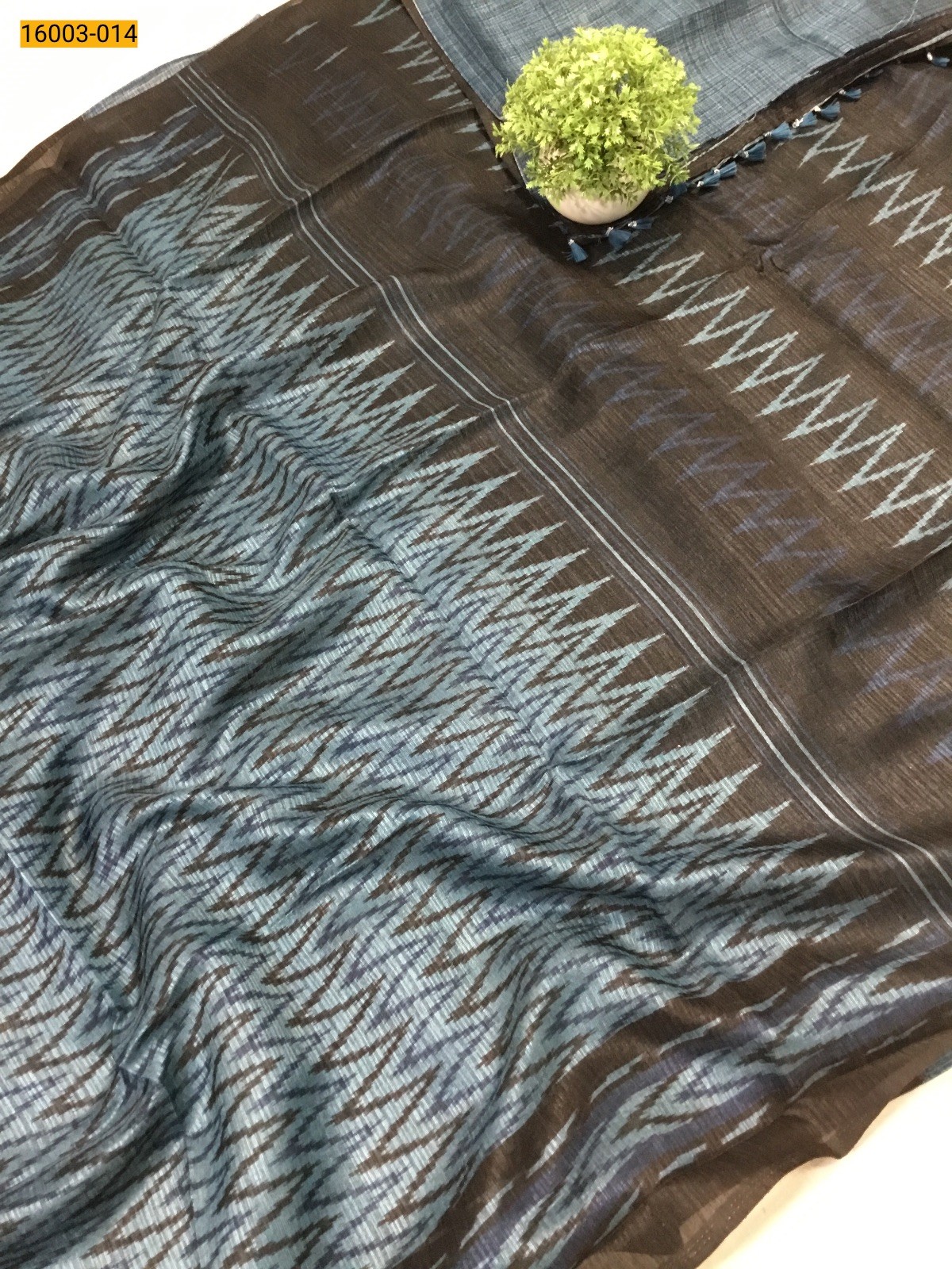 Blue Fancy khadi cotton printed sarees