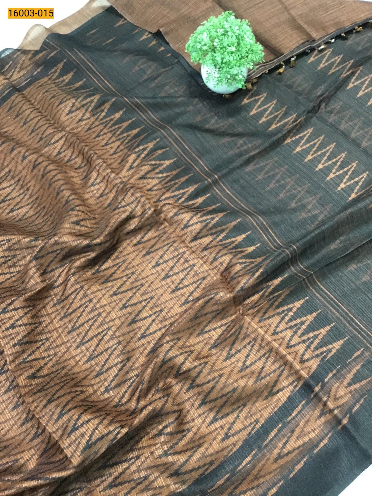 Brown Fancy khadi cotton printed sarees