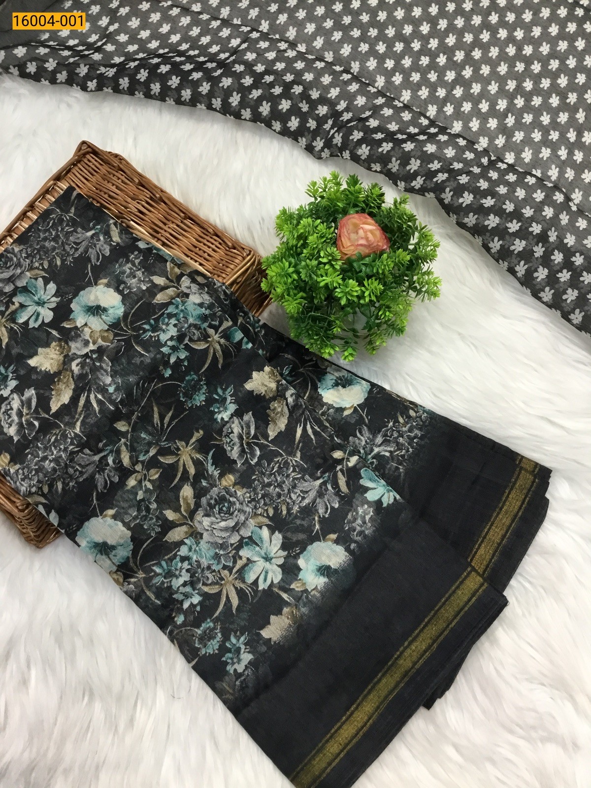 Black Indigo cotton printed sarees