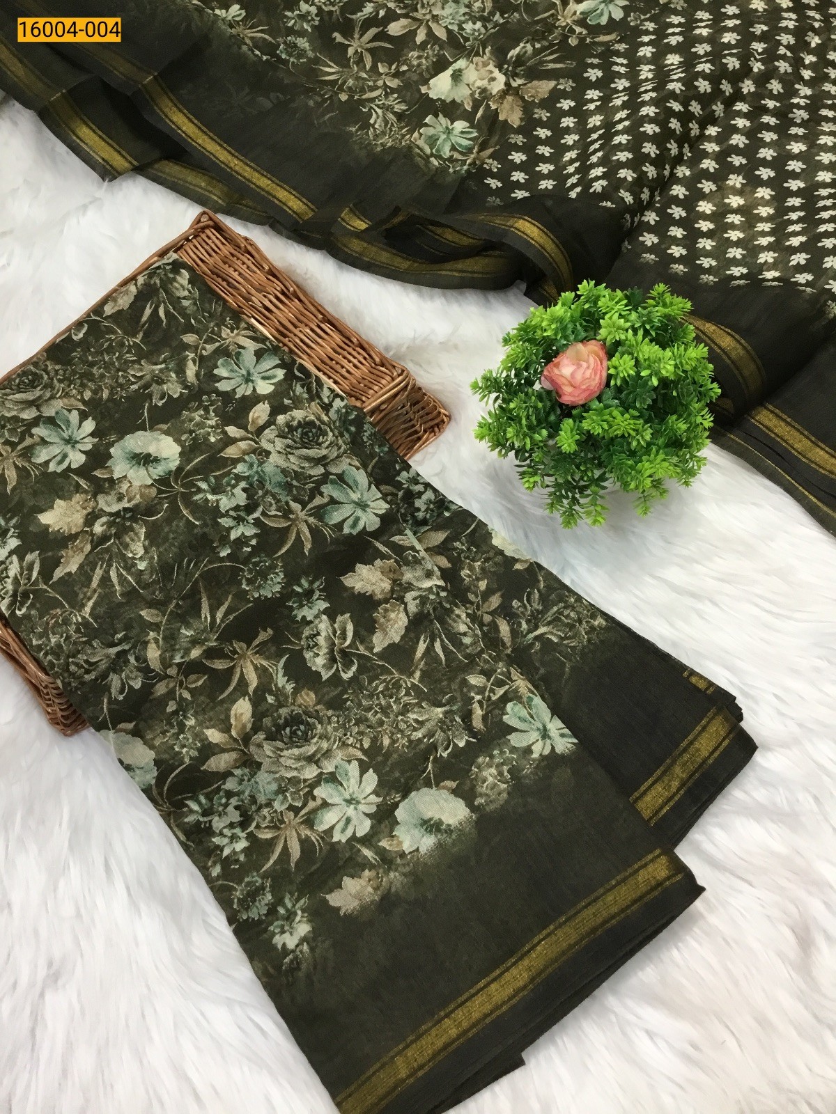 Green Indigo cotton printed sarees
