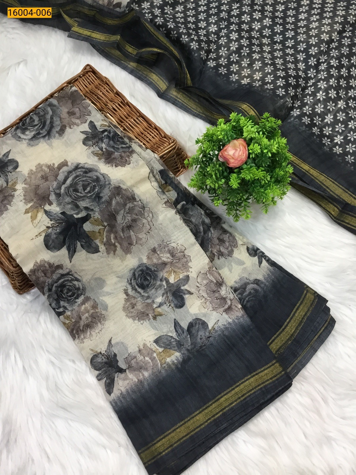 Black Indigo cotton printed sarees