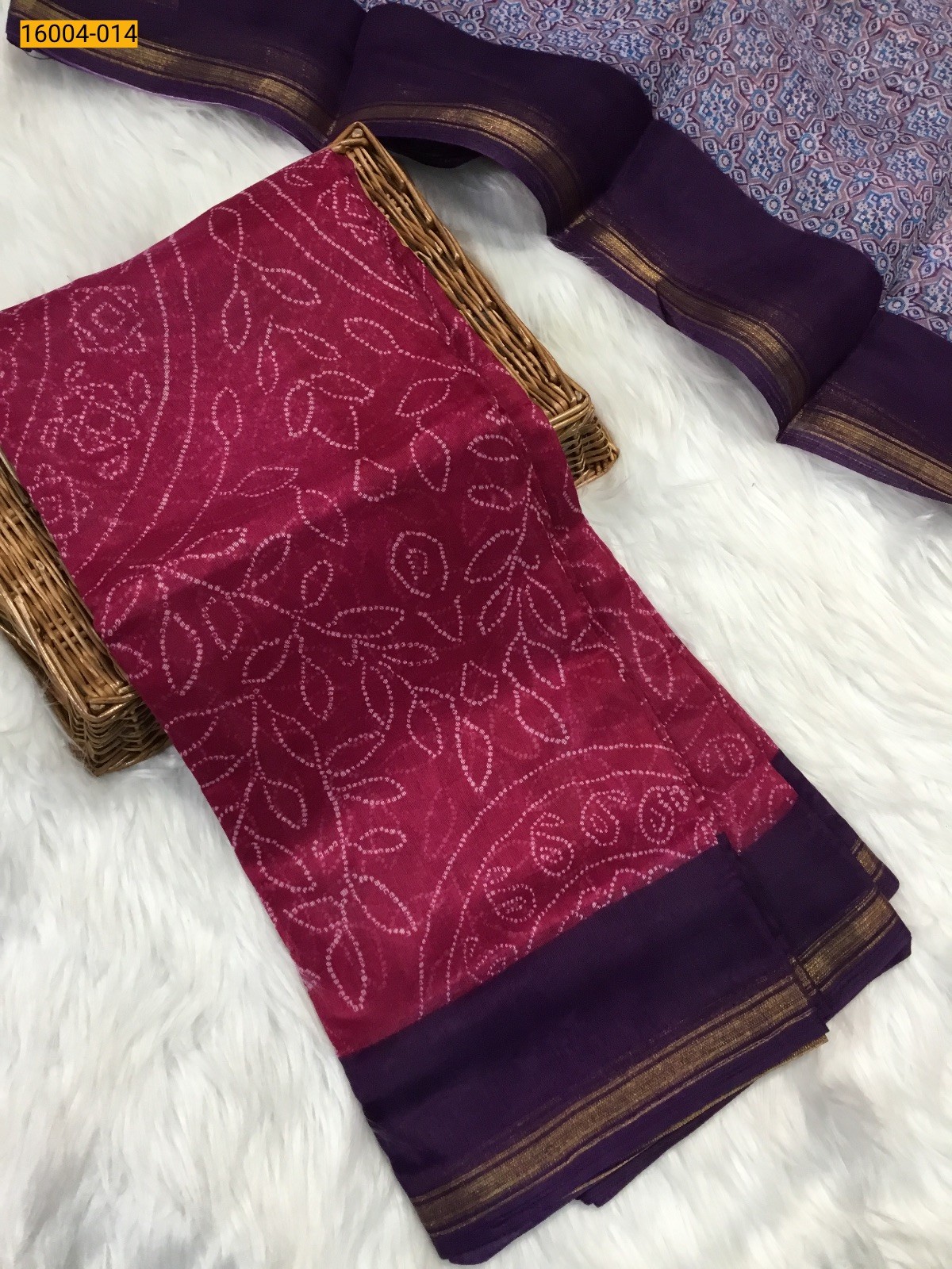 Pink Indigo cotton printed sarees
