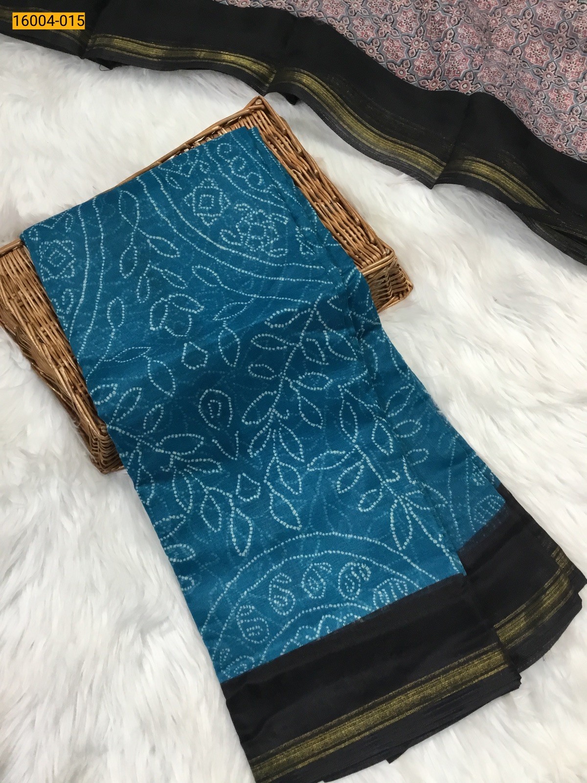 Sky Blue Indigo cotton printed sarees