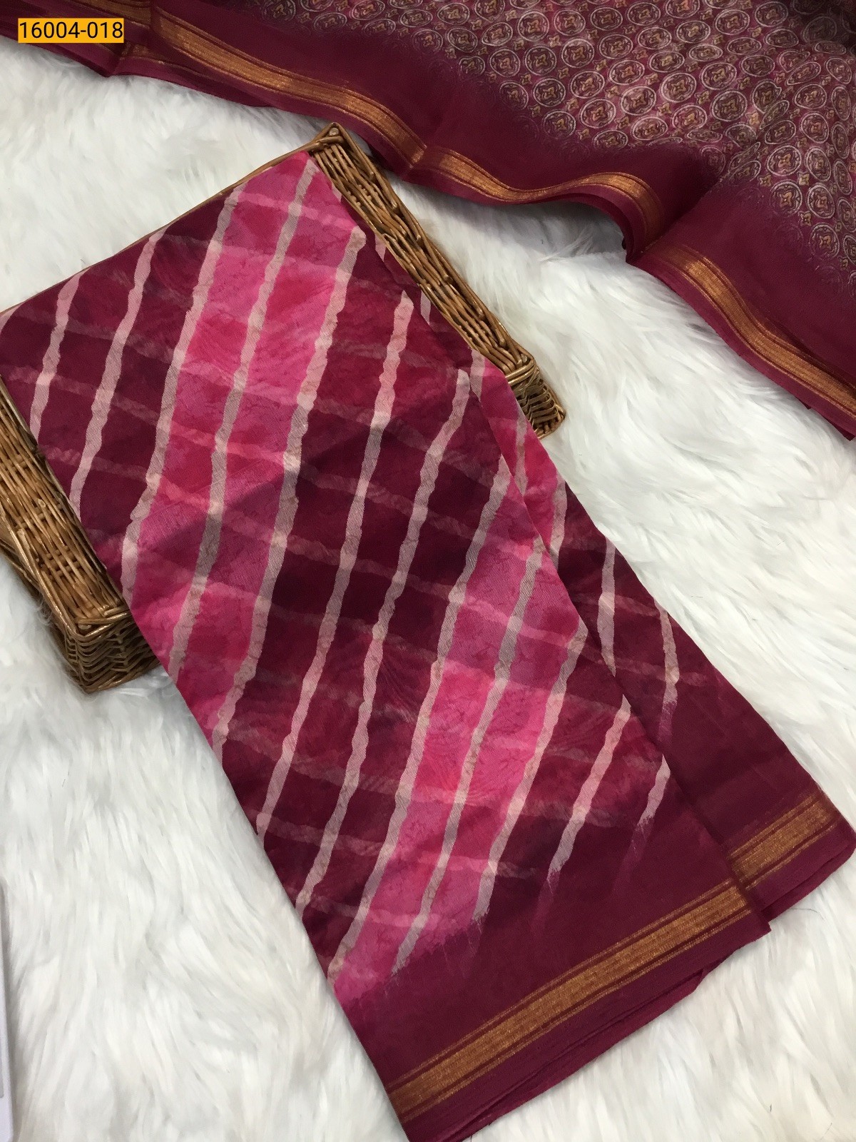 Pink Indigo cotton printed sarees