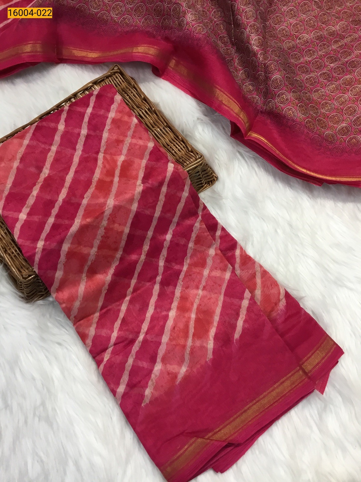 Pink Indigo cotton printed sarees