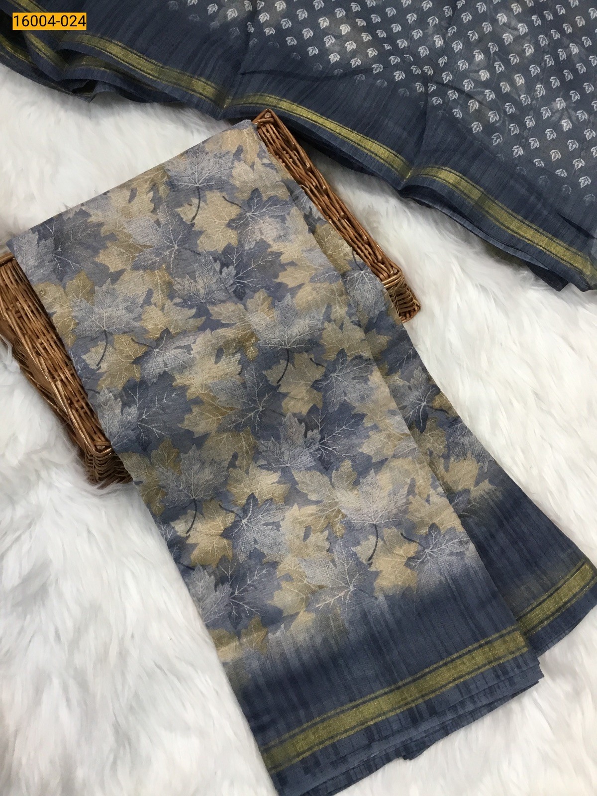 Blue Indigo cotton printed sarees