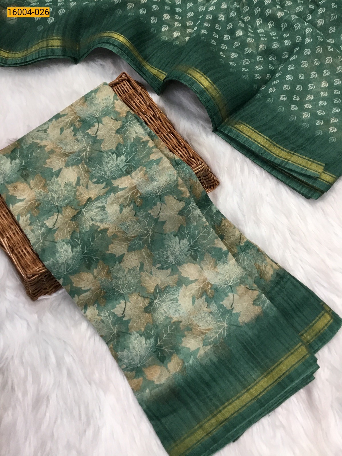 Green Indigo cotton printed sarees