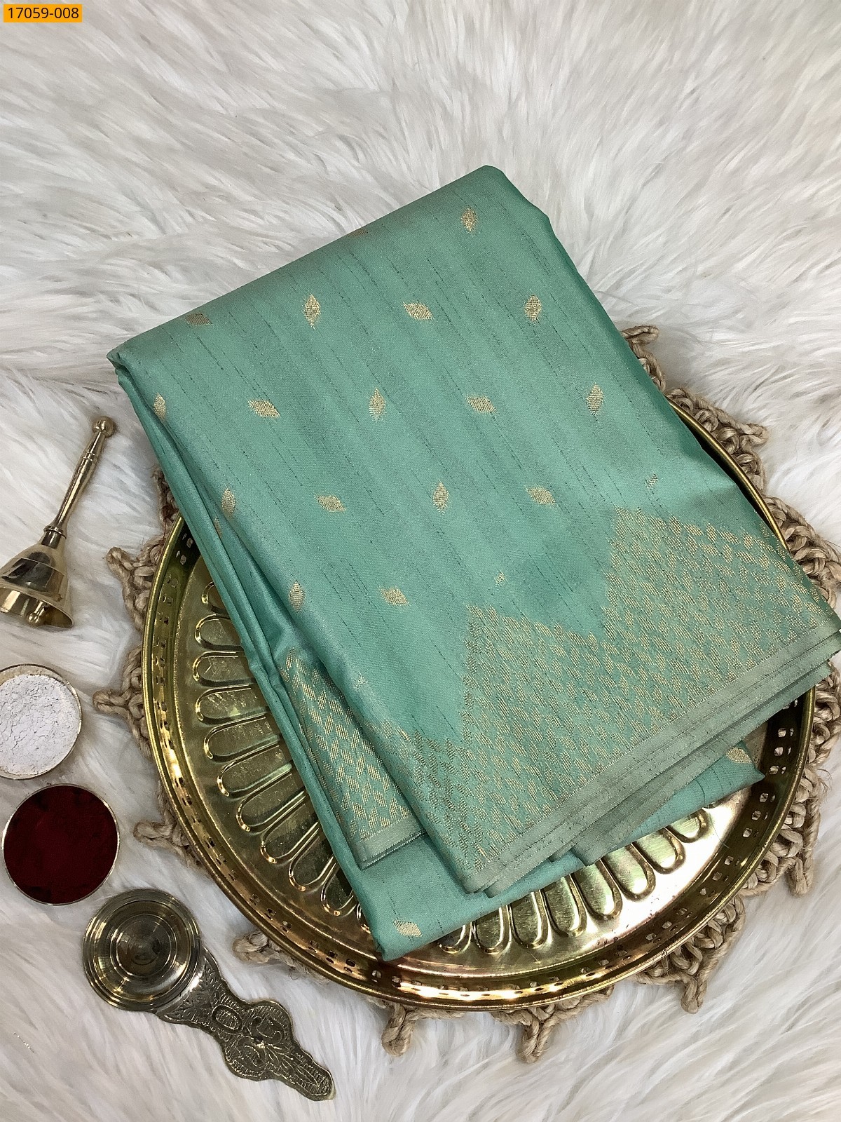 Rama green Kanjivaram Slub Silk sarees