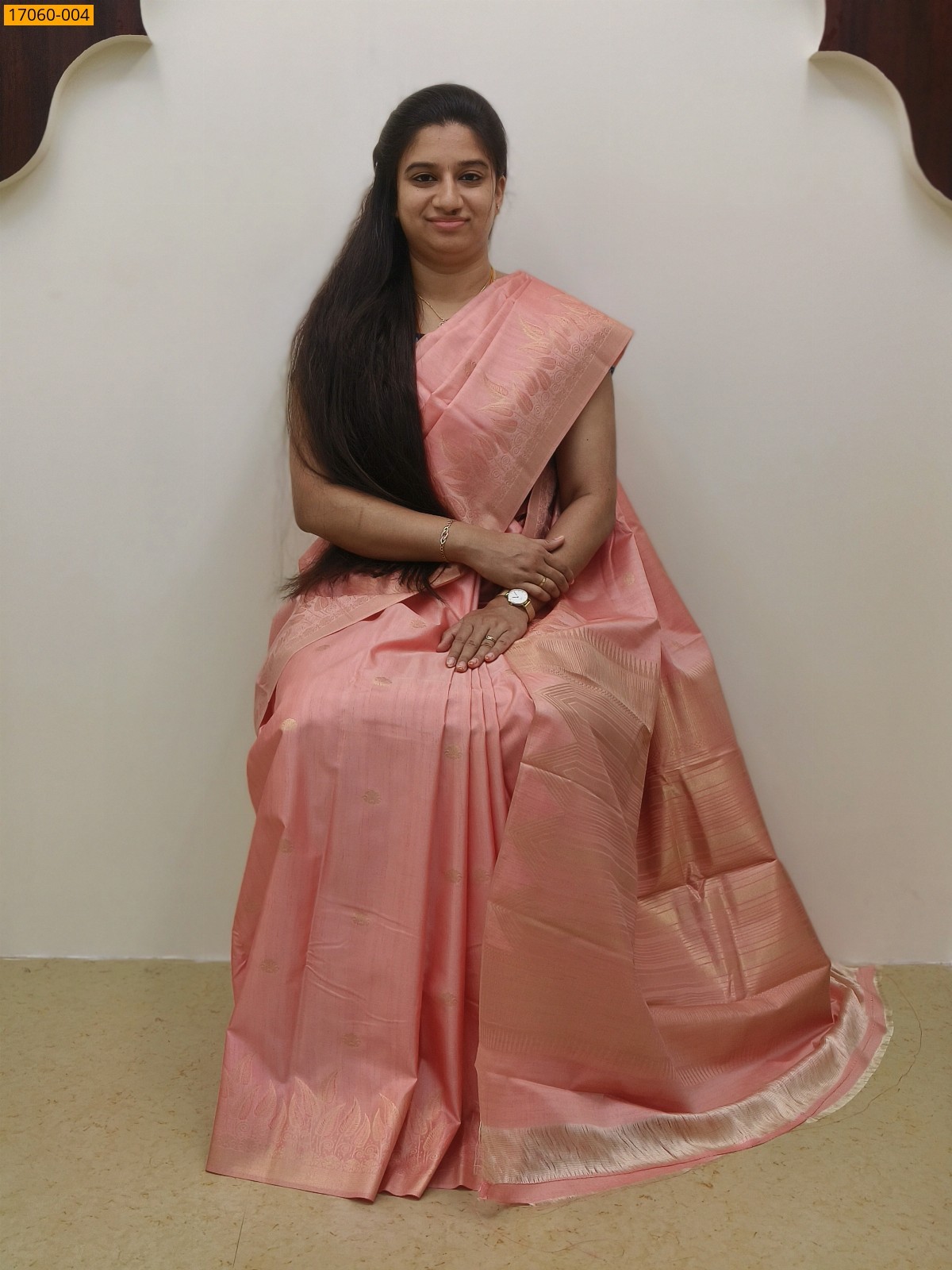 Peach Kanjivaram Slub Silk sarees