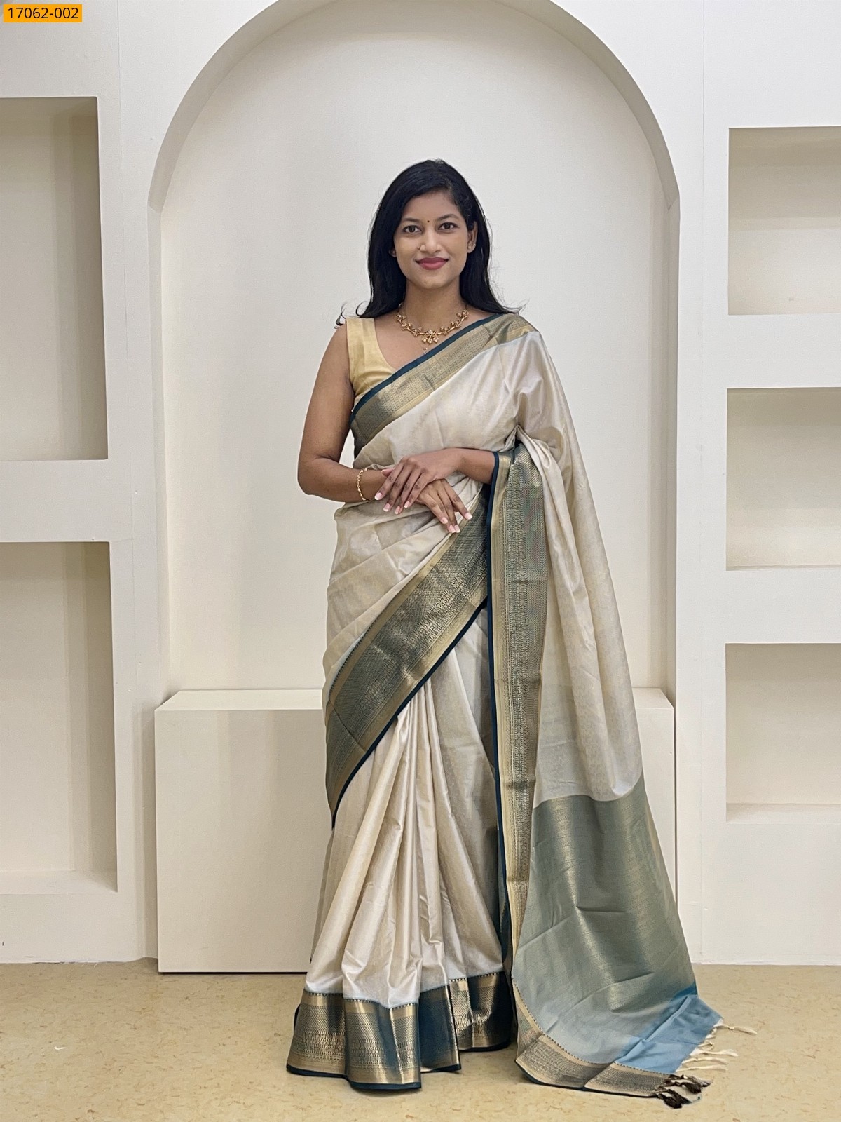 Half White Kanjivaram Silk sarees