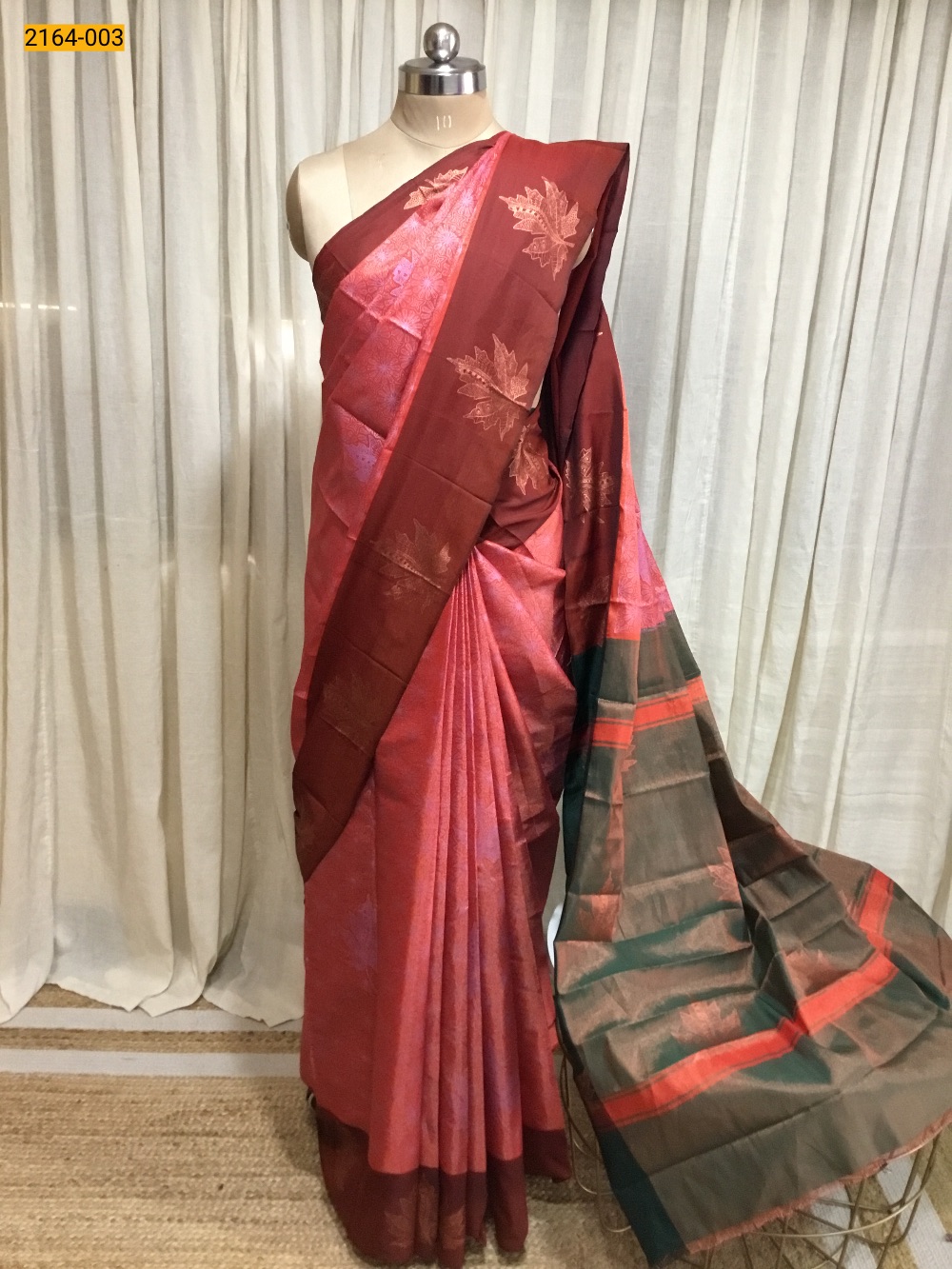 Pink Printed Tissue Soft silk saree