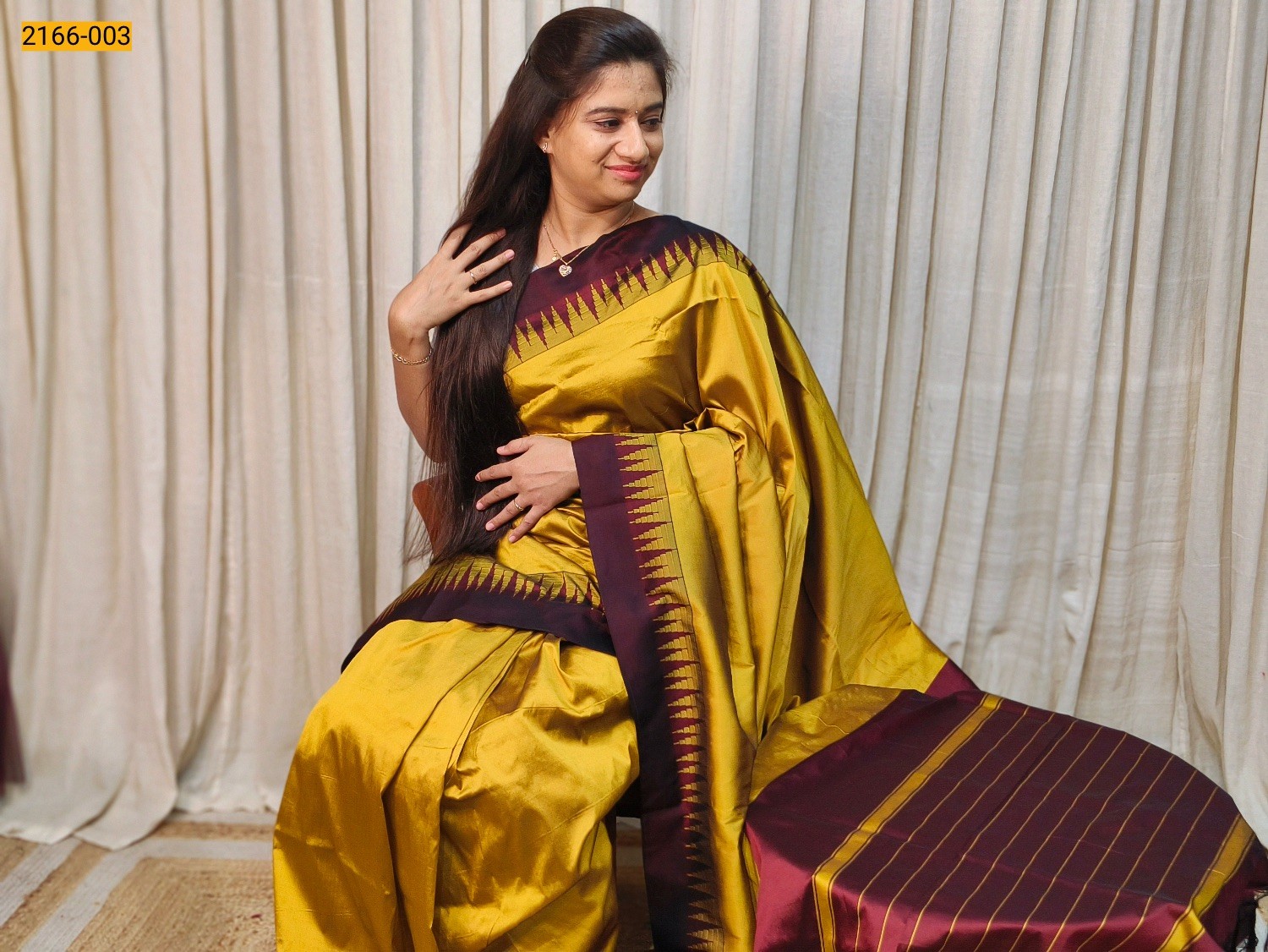 Yellow Thalampoo Raw Silk Saree