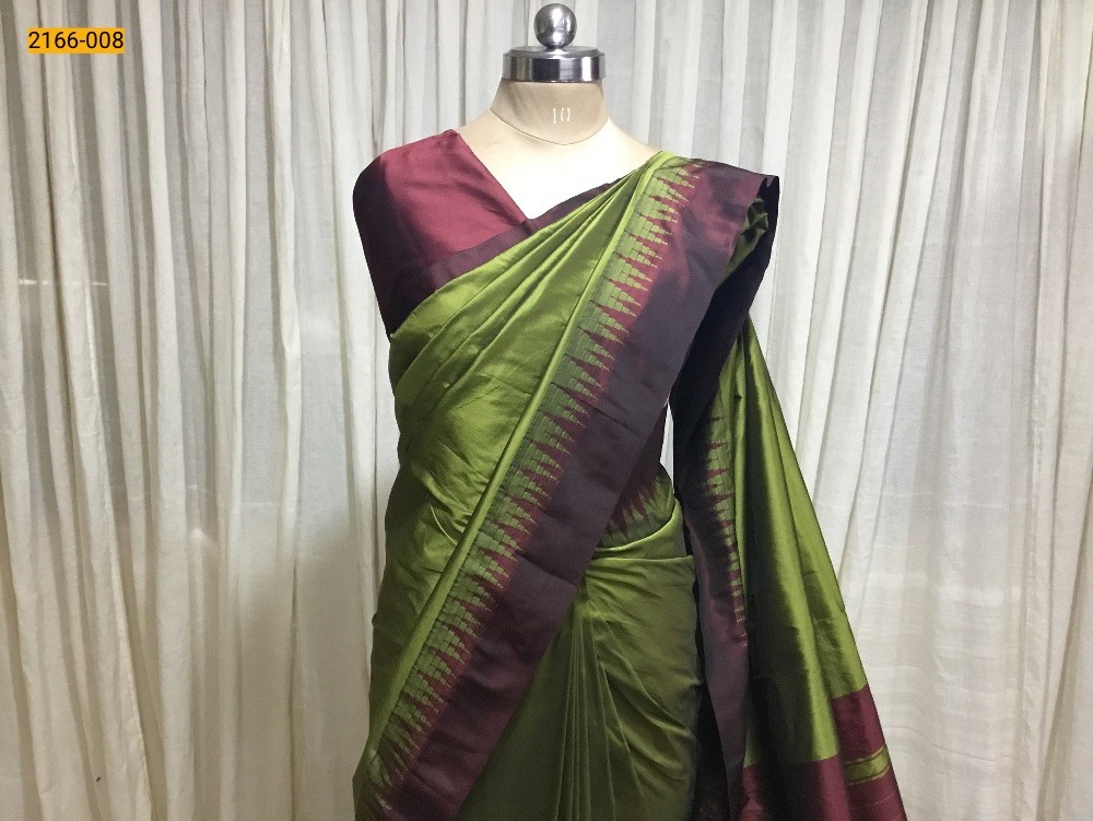 Green Thalampoo Raw Silk Saree