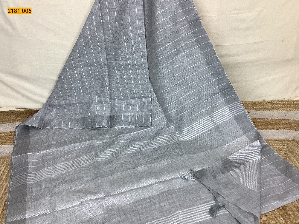 Gray Linen Cotton Saree