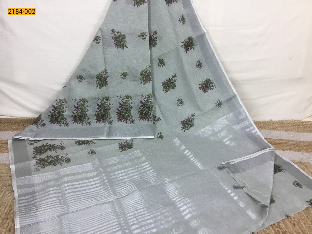 Green Linen Cotton Saree