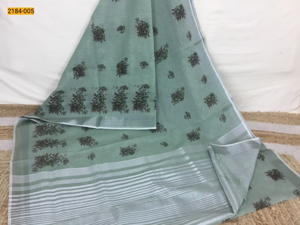 Green Linen Cotton Saree