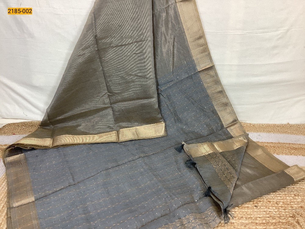 Gray Linen Tissue Silk Saree