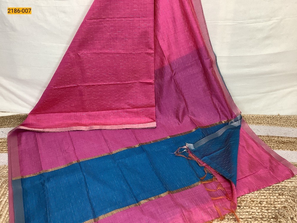 Pink Linen Jute Silk Saree