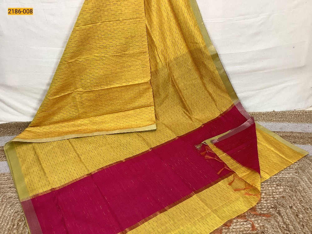 Yellow Linen Jute Silk Saree