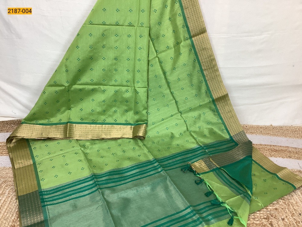 Green Mercerised Silk Cotton Saree