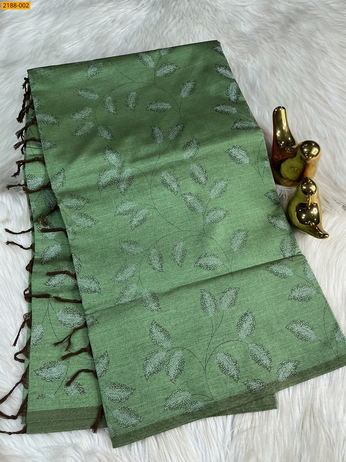 Green South mix cotton printed Saree