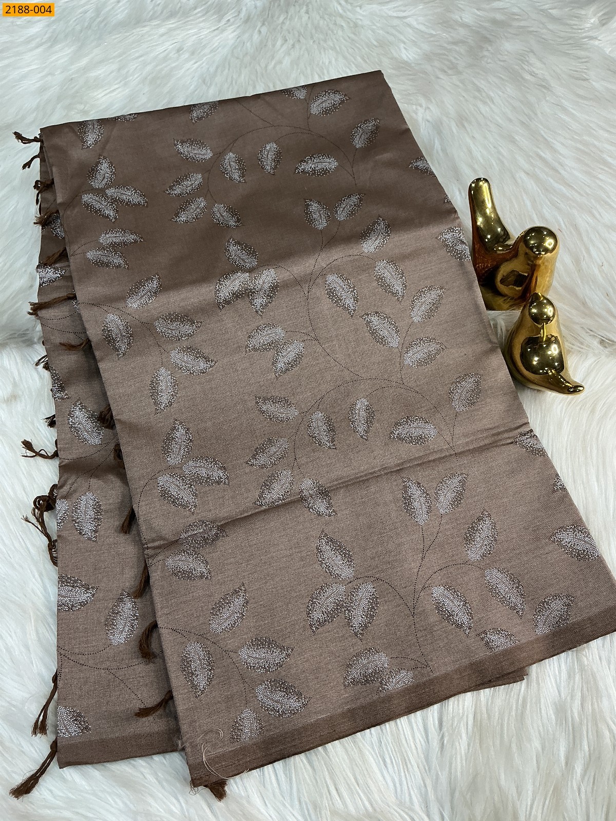 Dark brown South mix cotton printed Saree