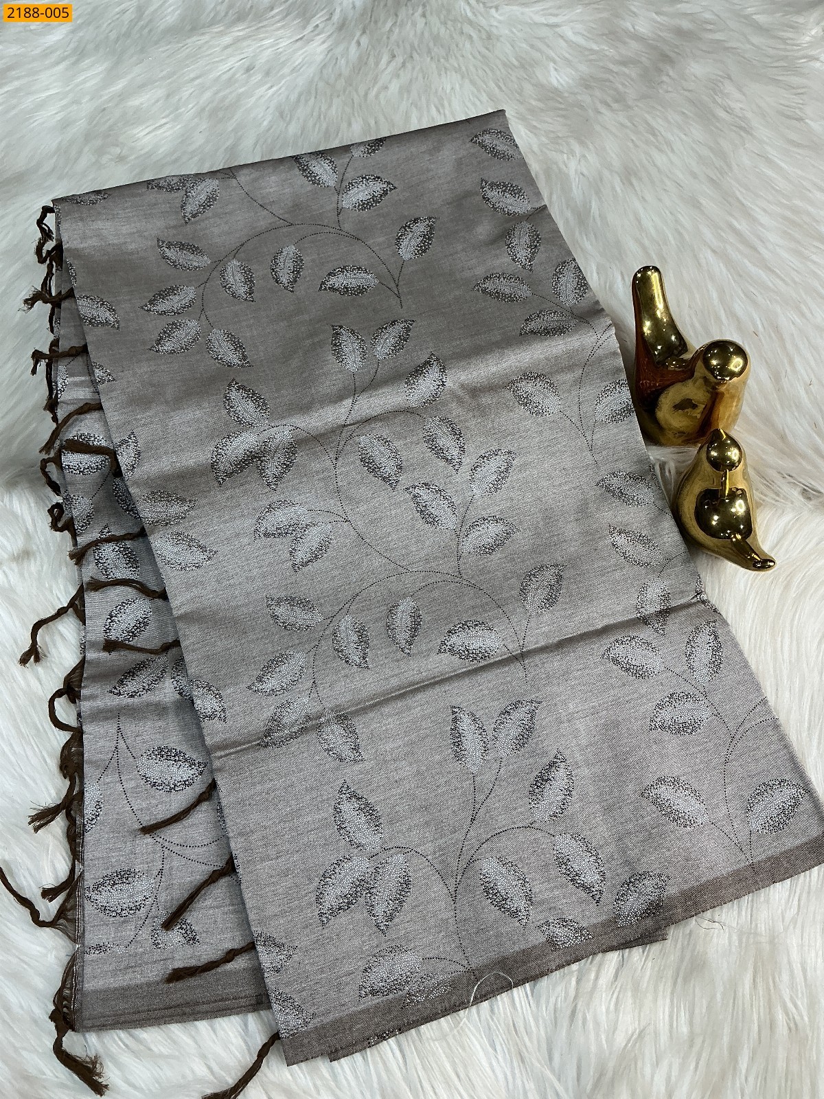 Grey South mix cotton printed Saree