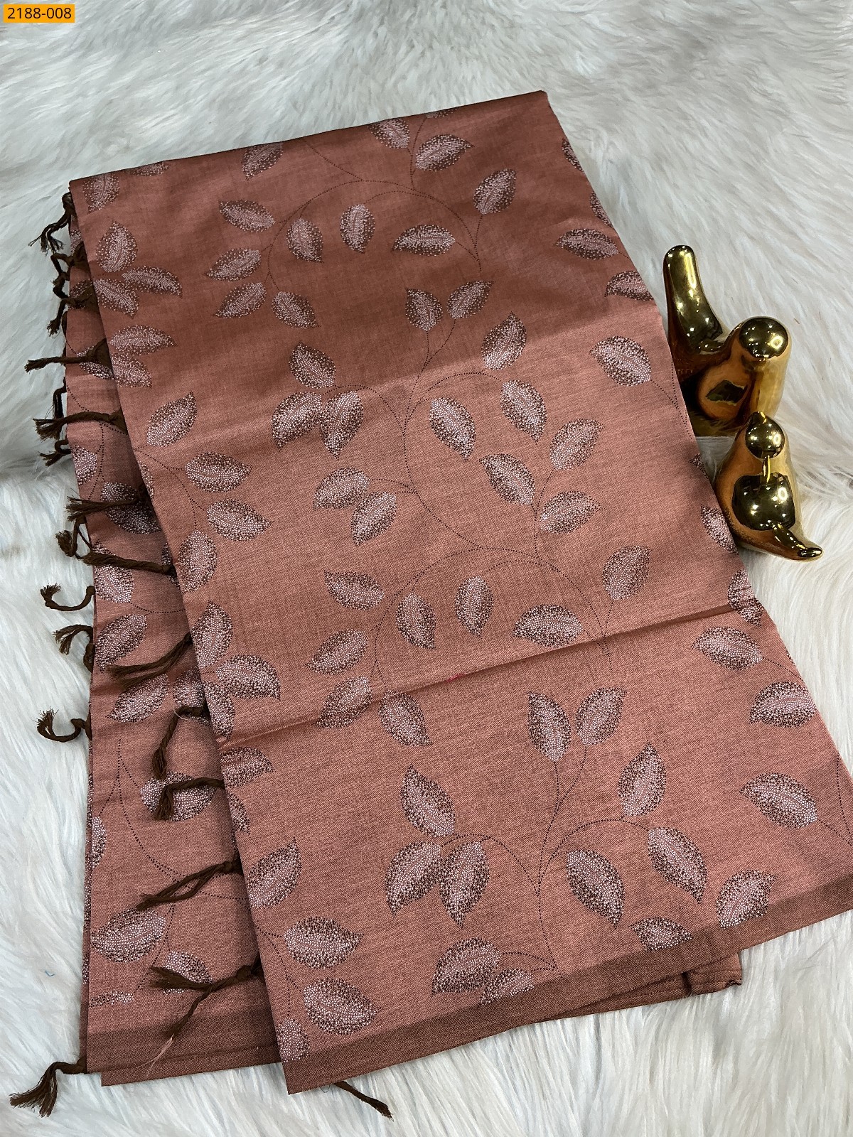 Brown South mix cotton printed Saree