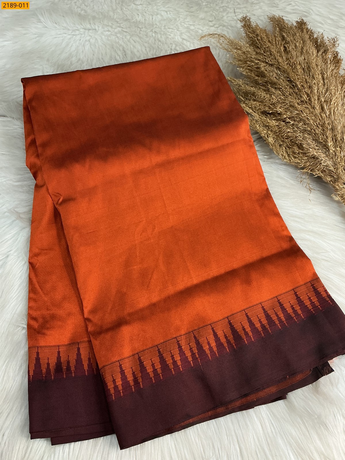 Orange Thalampoo Raw Silk Saree