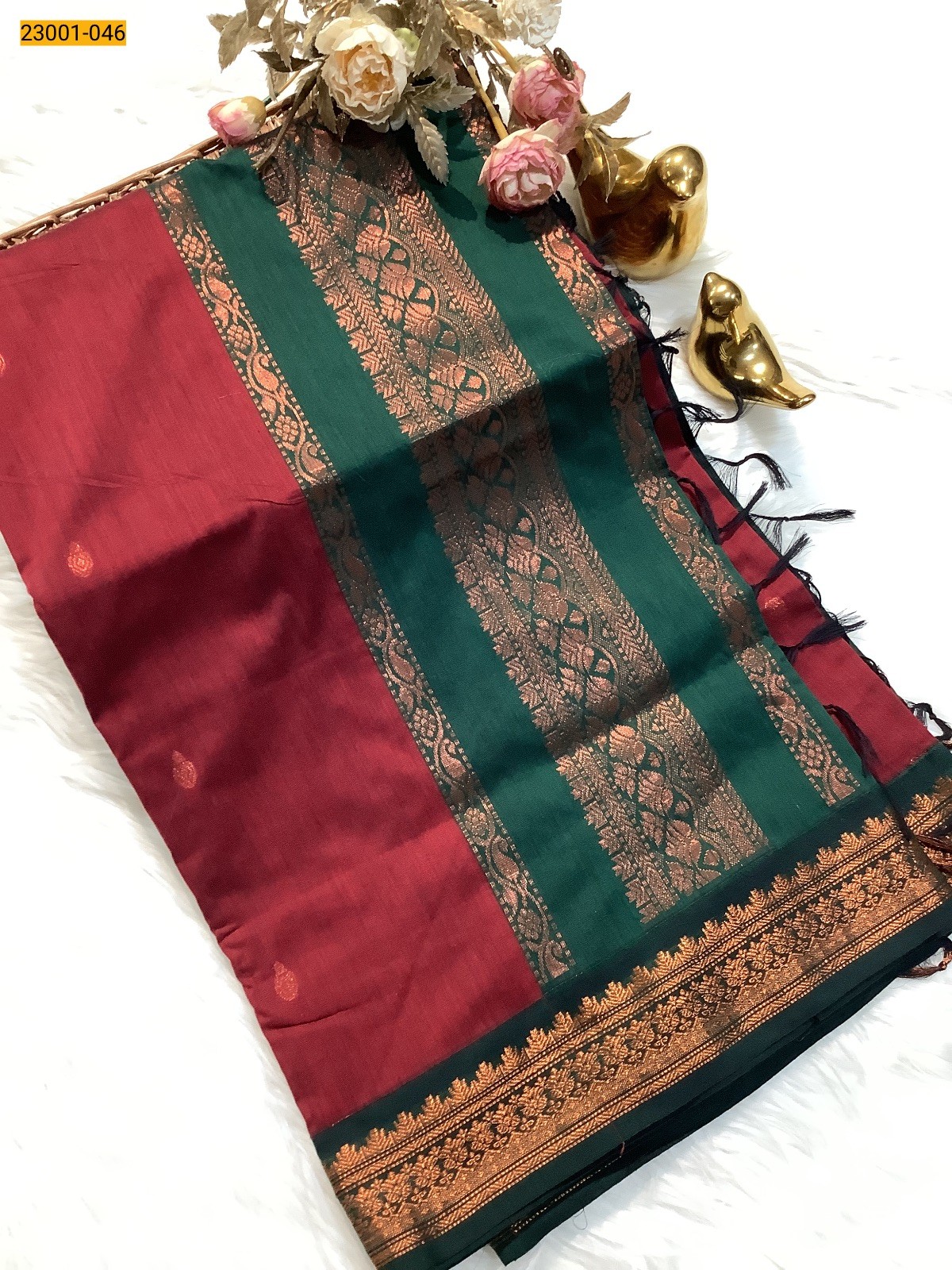 Red Kalyani Cotton Saree