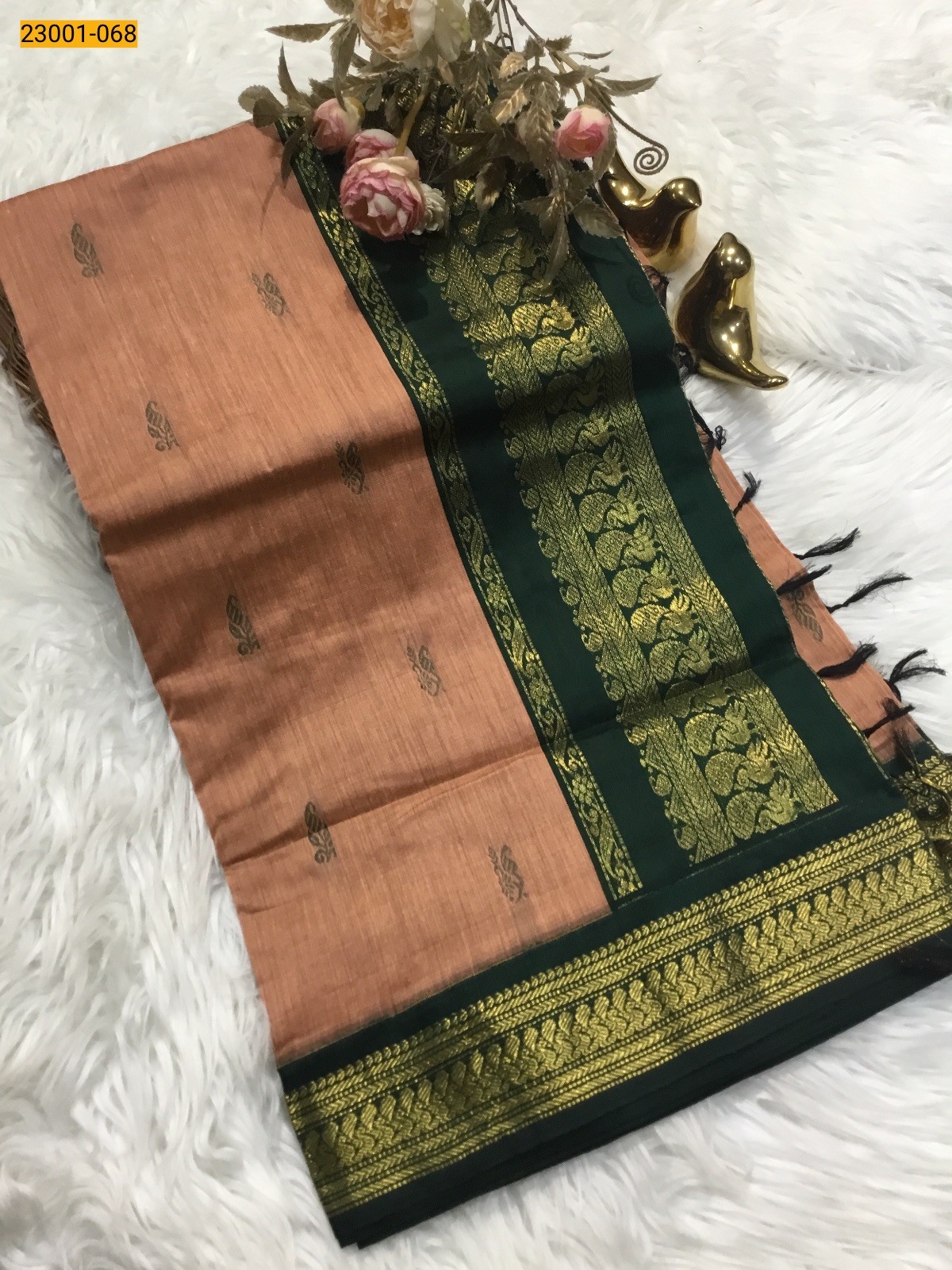 Brown With Green Kalyani Cotton Saree