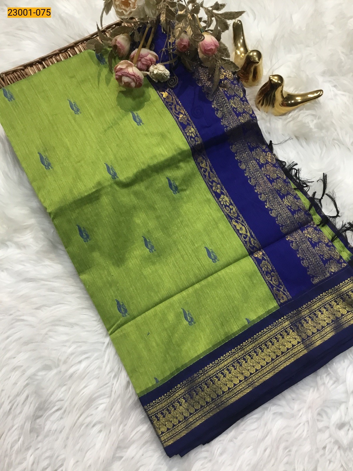 Green With Blue Kalyani Cotton Saree