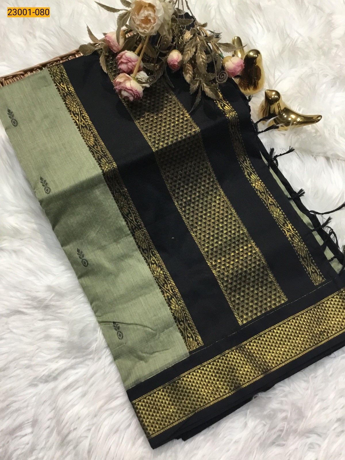 Gray With Black Kalyani Cotton Saree