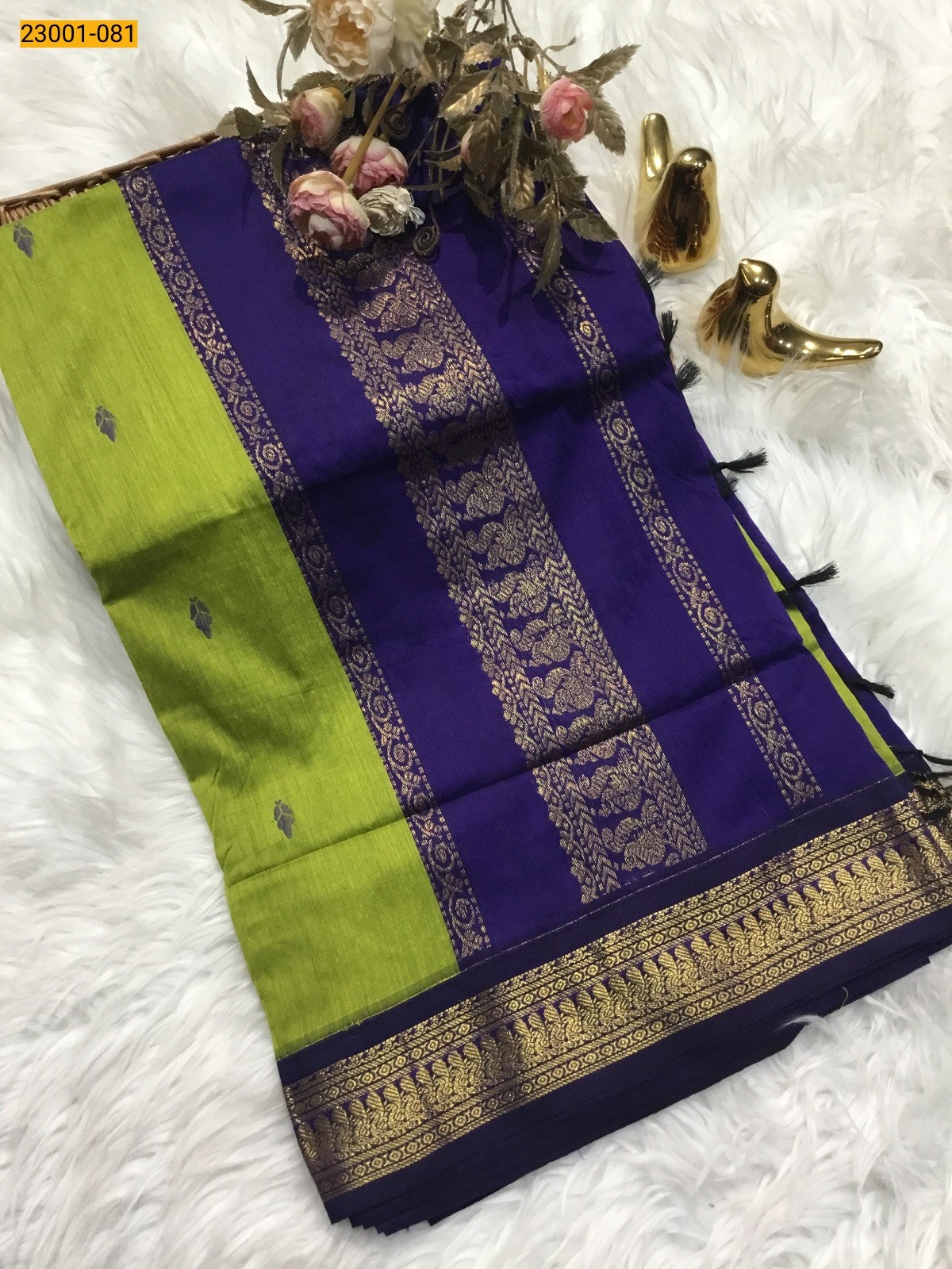 Green With Blue Kalyani Cotton Saree