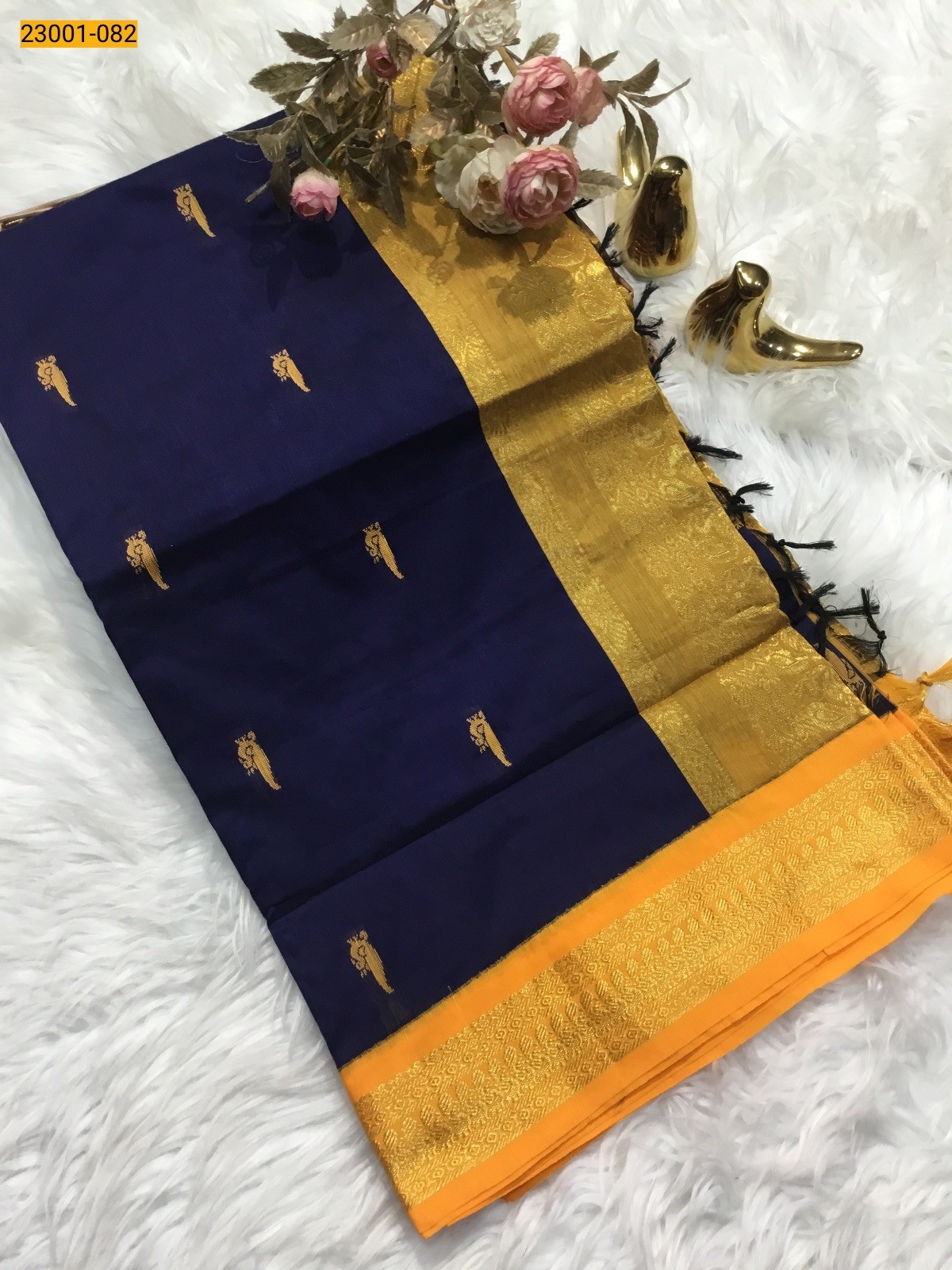 Blue With Yellow Kalyani Cotton Saree