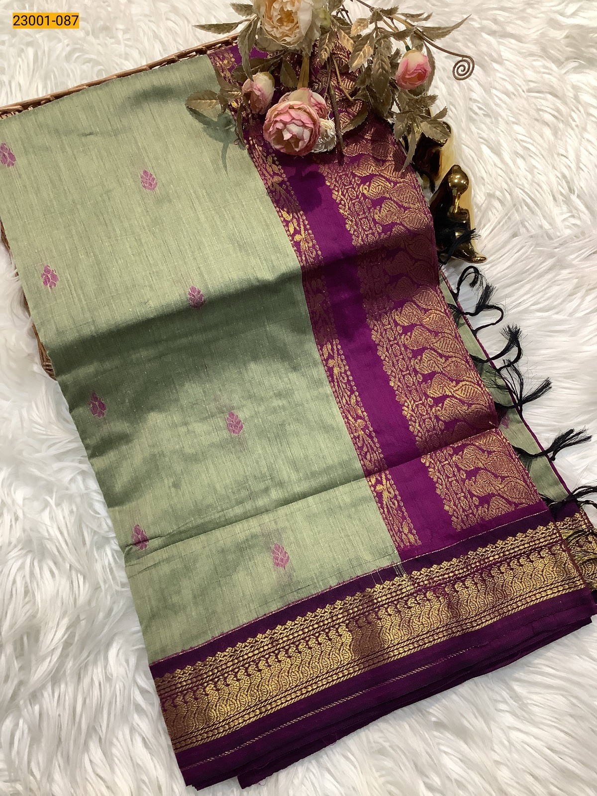 Gray With Violet Kalyani Cotton Saree