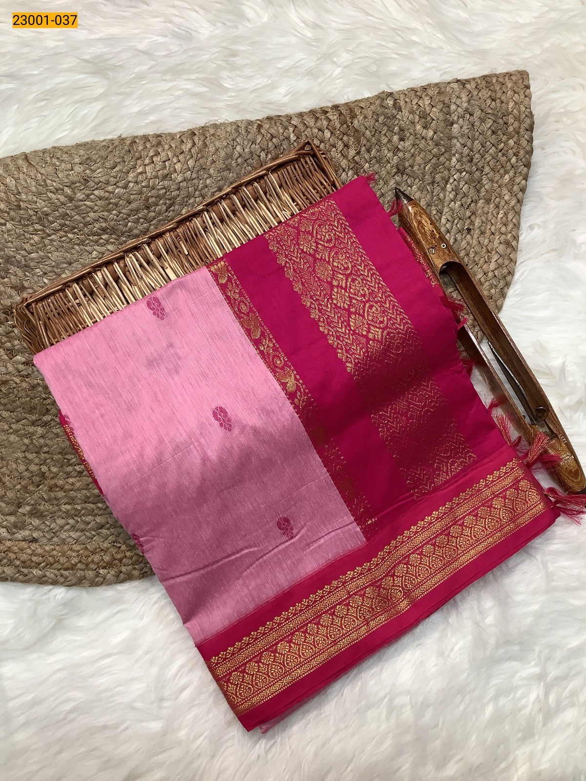 Baby Pink Kalyani Cotton Saree