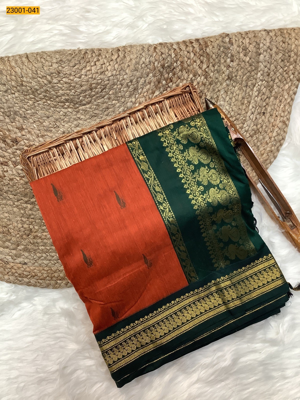 Orange Kalyani Cotton Saree