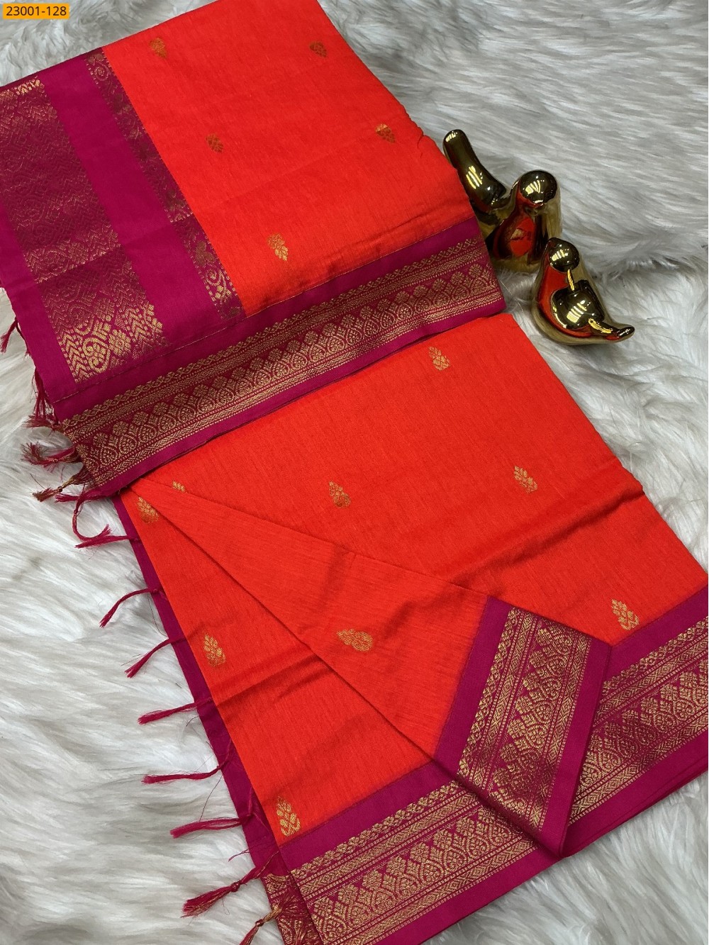 Orange Kalyani cotton sarees Orange Kalyani cotton sarees