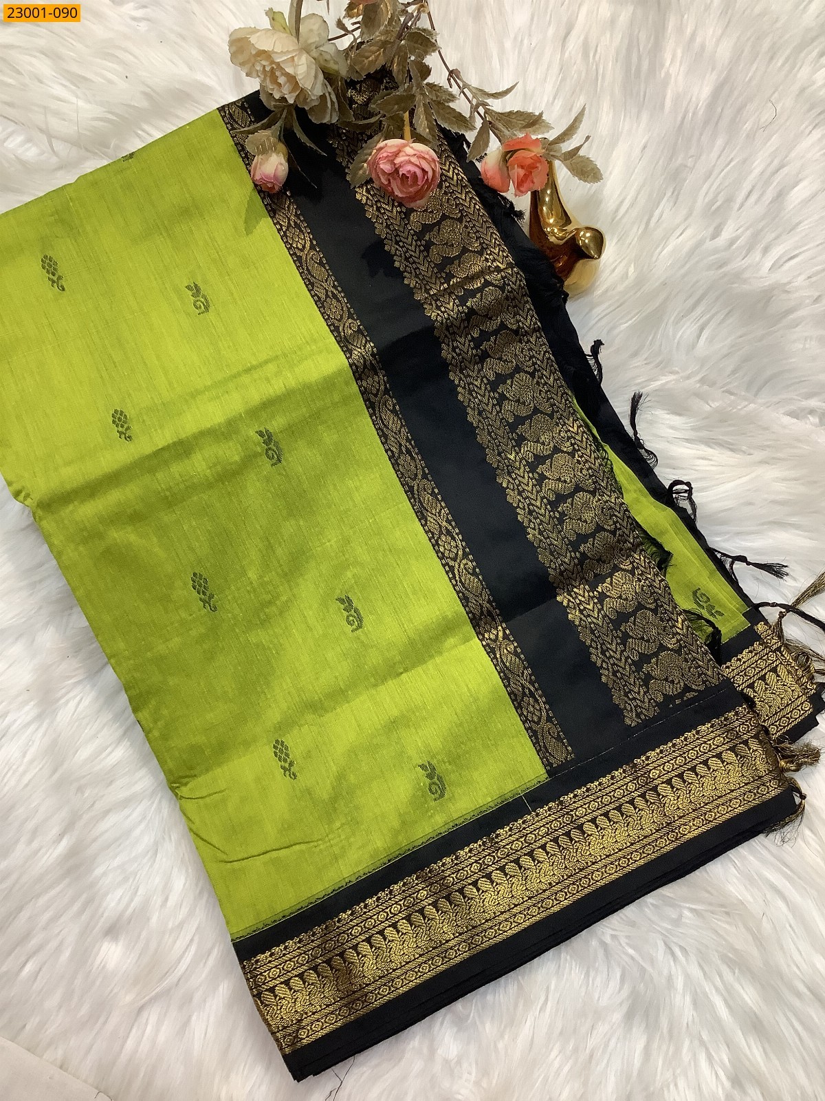 Olive Green Kalyani Cotton Sarees
