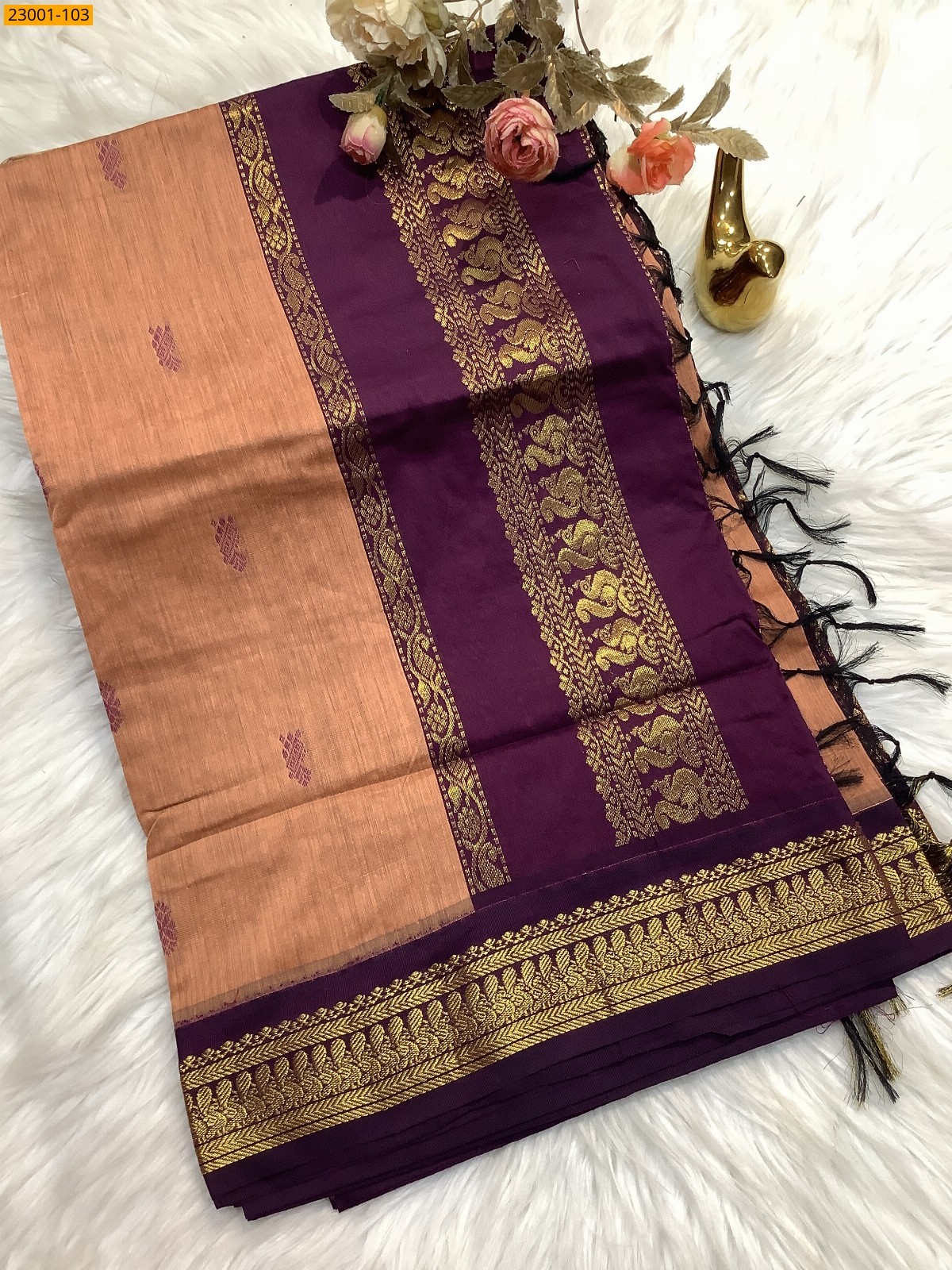 Light Brown Kalyani Cotton Sarees